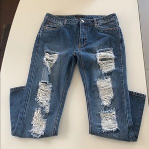 Forever 21 destroyed dark wash jeans!